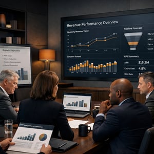 Executive Dashboard Review with KPI Analysis and Strategic Forecasting